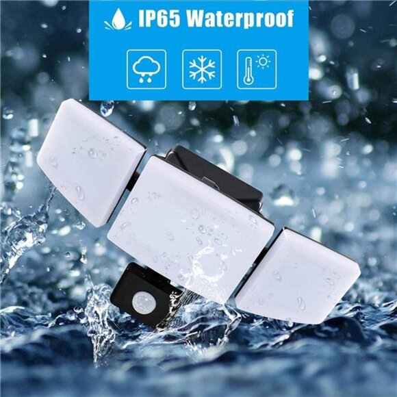 35W Motion Sensor LED Security Light Outdoor with Remote Control,3 Head Plug in - Picture 6 of 6